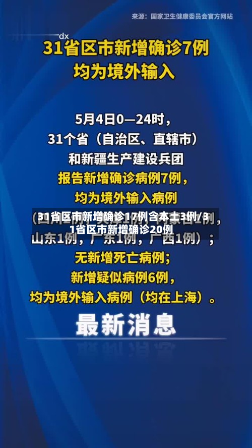 31省区市新增确诊17例含本土3例/31省区市新增确诊20例