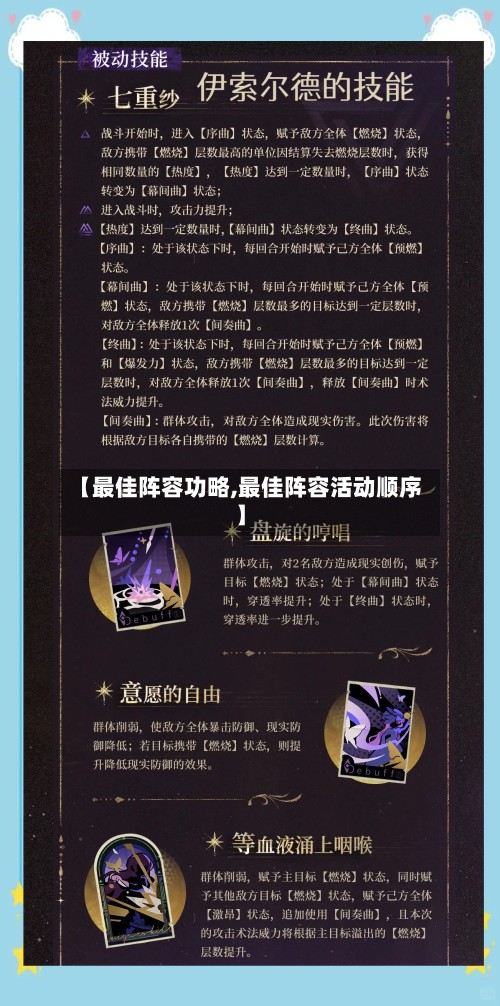 【最佳阵容功略,最佳阵容活动顺序】-第3张图片