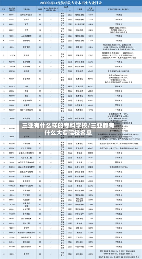 三亚有什么样的专科学校/三亚都有什么大专院校名单