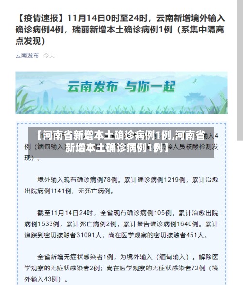 【河南省新增本土确诊病例1例,河南省新增本土确诊病例1例】