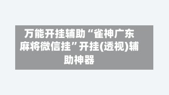 万能开挂辅助“雀神广东麻将微信挂	”开挂(透视)辅助神器-第2张图片