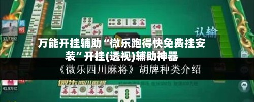 万能开挂辅助“微乐跑得快免费挂安装”开挂(透视)辅助神器-第2张图片