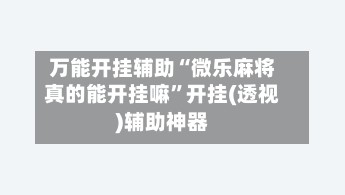 万能开挂辅助“微乐麻将真的能开挂嘛”开挂(透视)辅助神器-第3张图片