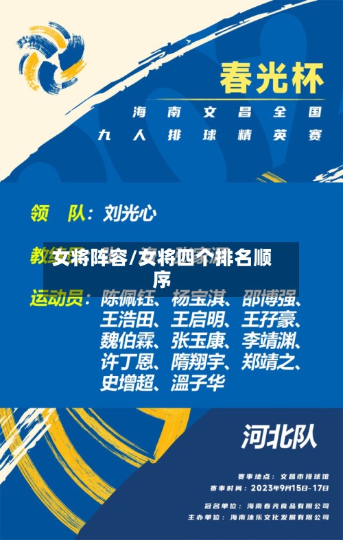 女将阵容/女将四个排名顺序