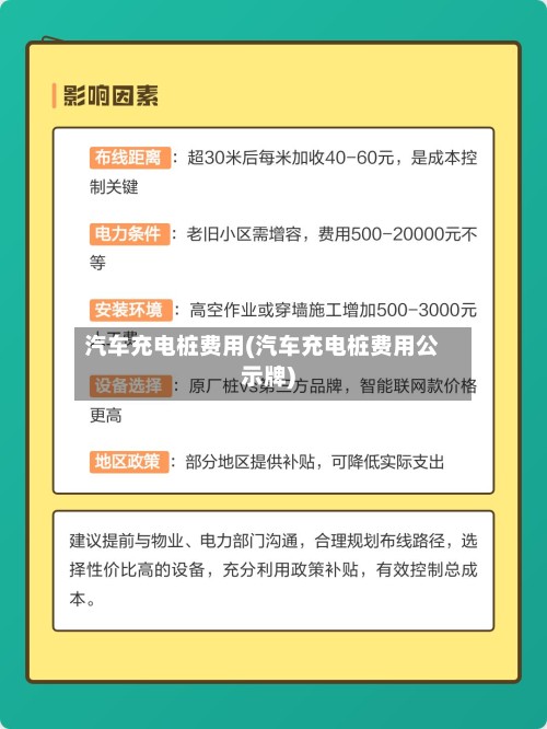 汽车充电桩费用(汽车充电桩费用公示牌)