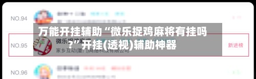 万能开挂辅助“微乐捉鸡麻将有挂吗?”开挂(透视)辅助神器-第2张图片