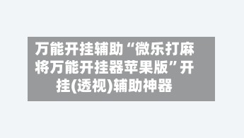 万能开挂辅助“微乐打麻将万能开挂器苹果版”开挂(透视)辅助神器-第2张图片